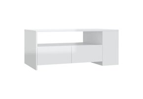 Salontafel Hoogglans Wit 102x55x42 cm - 56% Korting