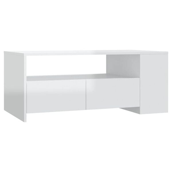 Salontafel Hoogglans Wit 102x55x42 cm - 56% Korting