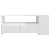 Salontafel Hoogglans Wit 102x55x42 cm - 56% Korting