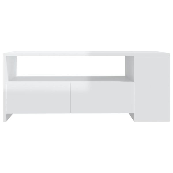 Salontafel Hoogglans Wit 102x55x42 cm - 56% Korting