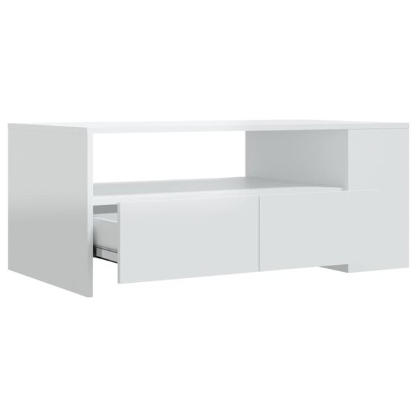 Salontafel Hoogglans Wit 102x55x42 cm - 56% Korting