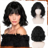 Zwarte Bob Pruik met Pony - Synthetisch & Hittebestendig - 35% Korting