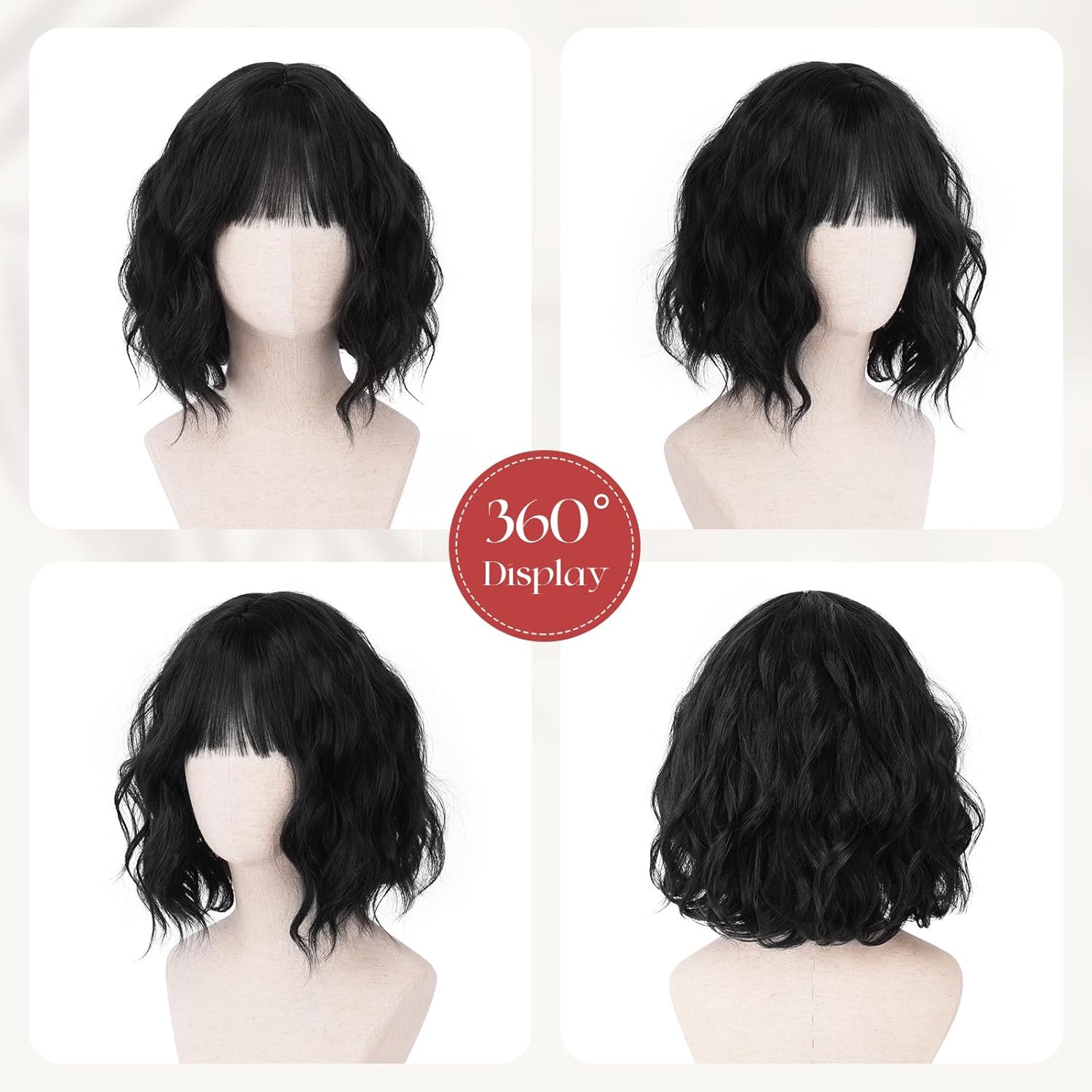 Zwarte Bob Pruik met Pony - Synthetisch & Hittebestendig - 35% Korting