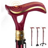 Multifunctionele wandelstok met alarm & LED-verlichting, 3 verwisselbare bases, voor heren, dames & senioren