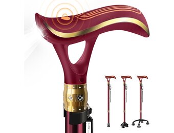 Multifunctionele wandelstok met alarm & LED-verlichting, 3 verwisselbare bases, voor heren, dames & senioren