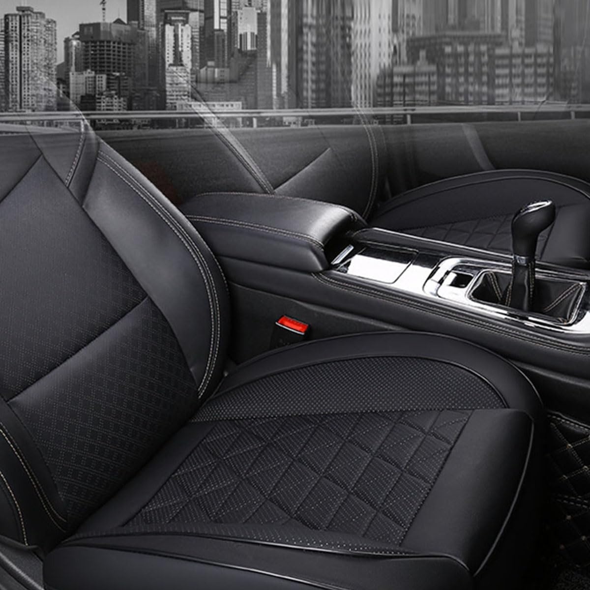 Autostoelhoezen 2 stuks waterdicht PU-leer universeel met opbergvakken antislip voor Renault Captur Kadjar