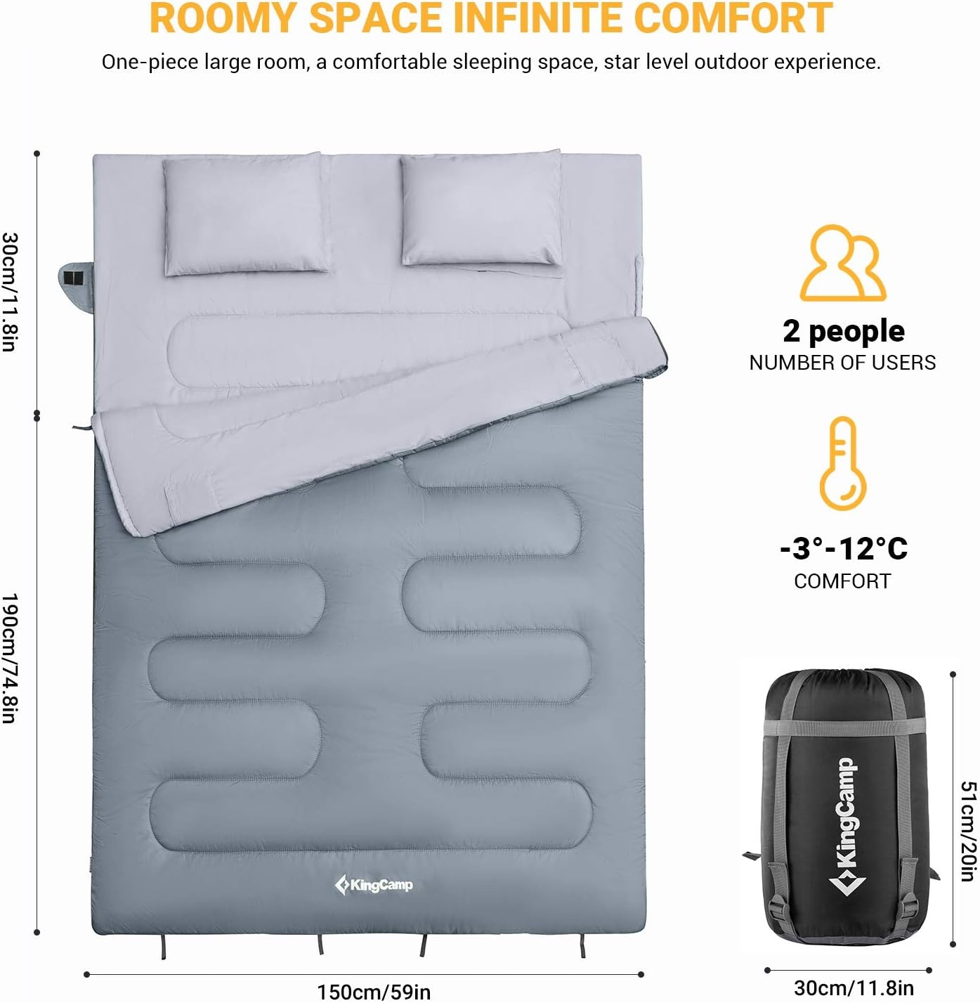 Dubbele Winter Slaapzak (2 Pers.) met Draagtas - 42% Korting!