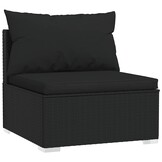 Middenbank met Kussens Poly Rattan Zwart - 60% Korting