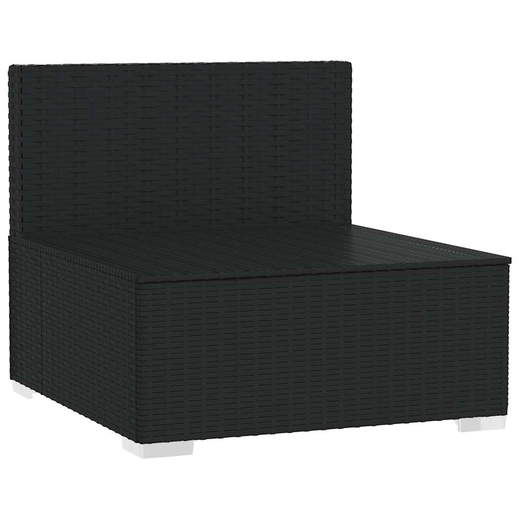 Middenbank met Kussens Poly Rattan Zwart - 60% Korting