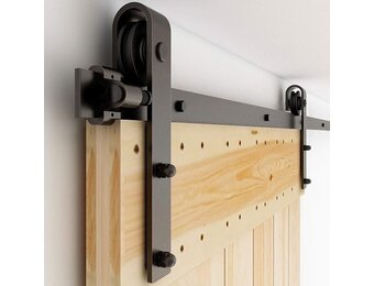 Zwart Schuifdeurbeslag J-vormig 152cm - 40% Korting!