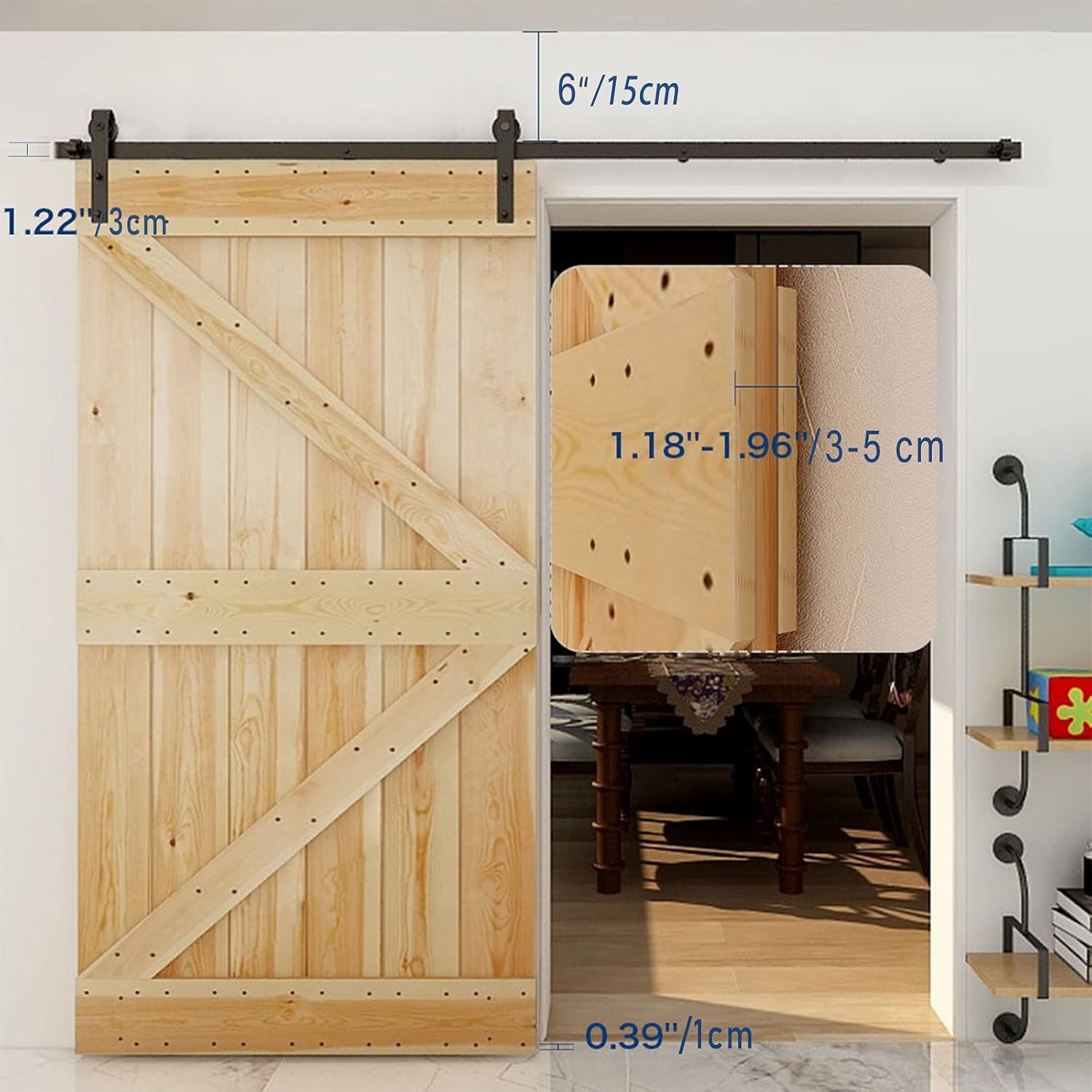 Zwart Schuifdeurbeslag J-vormig 152cm - 40% Korting!
