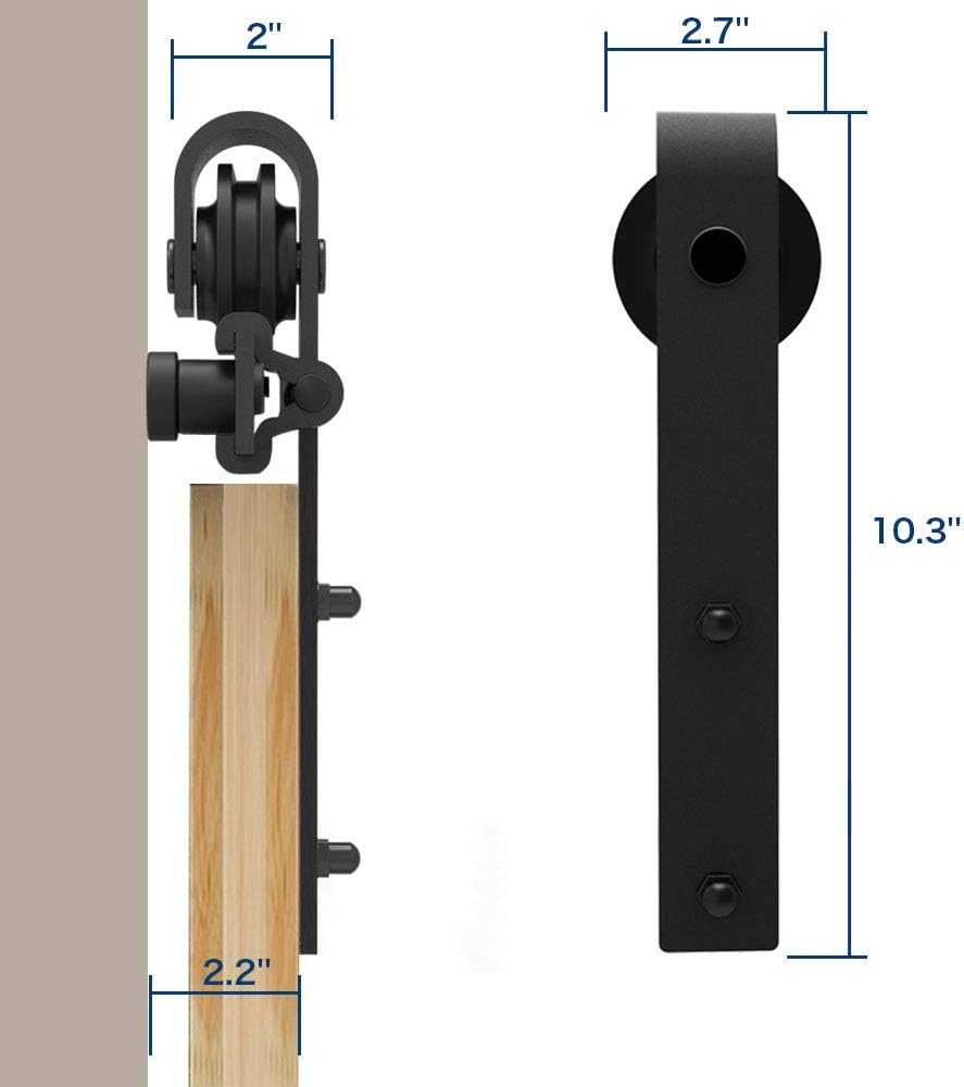 Zwart Schuifdeurbeslag J-vormig 152cm - 40% Korting!