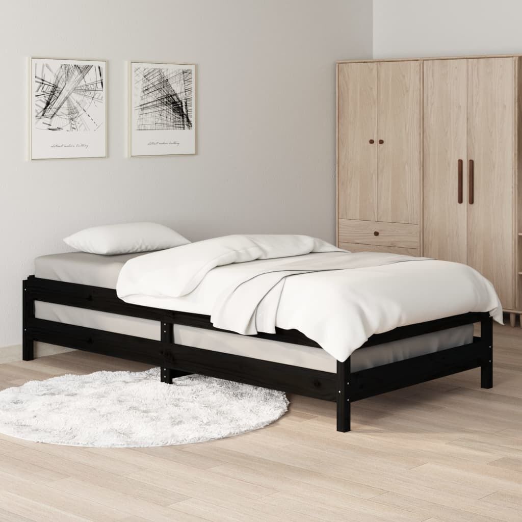 vidaXL Stapelbed Grenenhout Zwart (80x200cm) - 72% Korting!