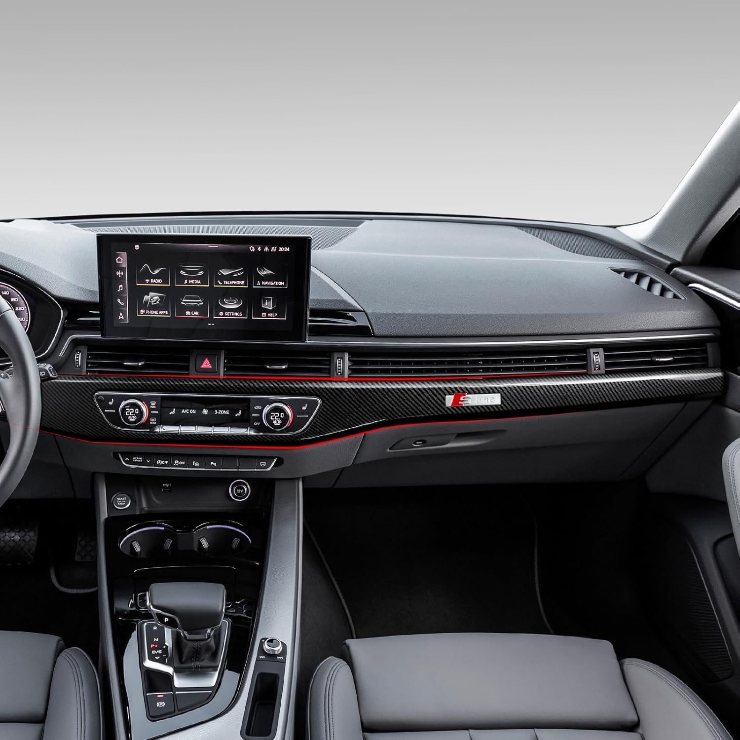 3-delige Dashboard Bekleding Set ABS Carbon Look voor A4 (2017-2024), A5 (2017-2023), S4 S5 (2018-2024)