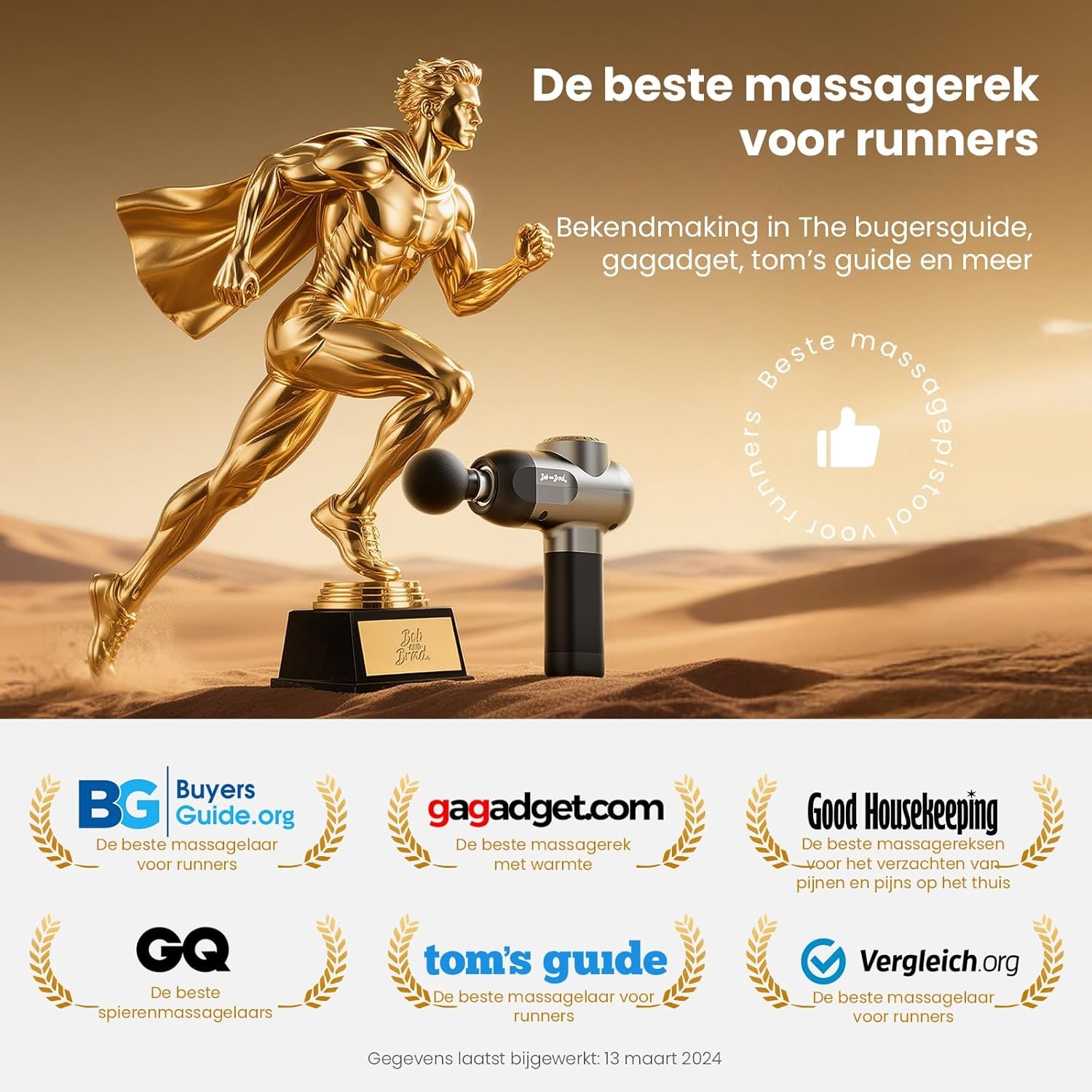 Massagepistool diepweefsel met 5 snelheden & opzetstukken | Zwart | -53%