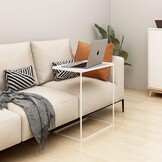 Bewerkt Houten Bijzettafel Wit - 55% Korting