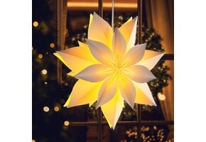Verlichte Kerstster van Papier - Wit, Ø 45 cm - 46% Korting!