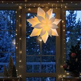 Kerstster decoratie 45cm (28%) wit/rood bloem design