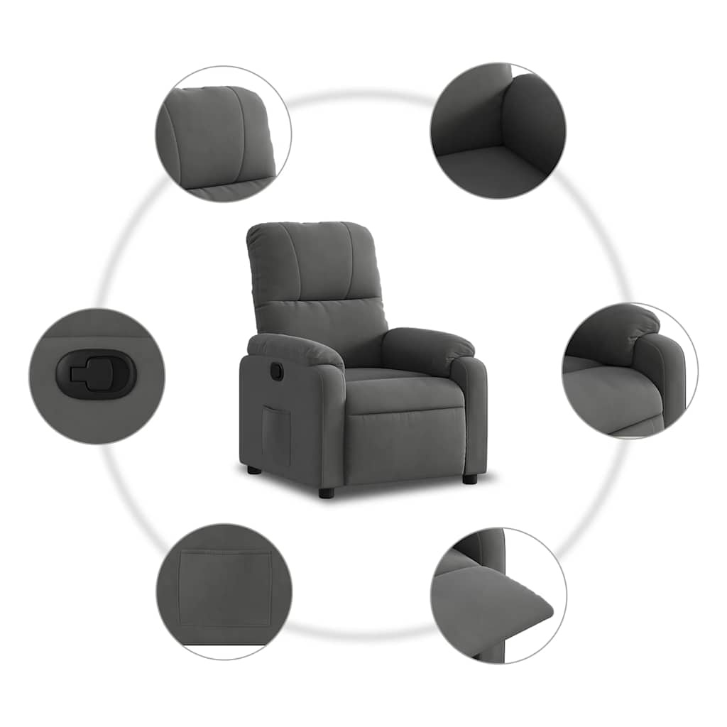 vidaXL Fauteuil Verstelbaar Microvezel Donkergrijs - 47% Korting!