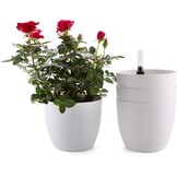 4x Zelfbewaterende Bloempotten 15cm Wit met Korting