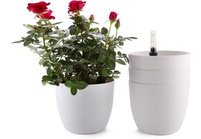 Zelfbewaterende Bloempot Set (4x 15cm Wit) - 45% Korting!