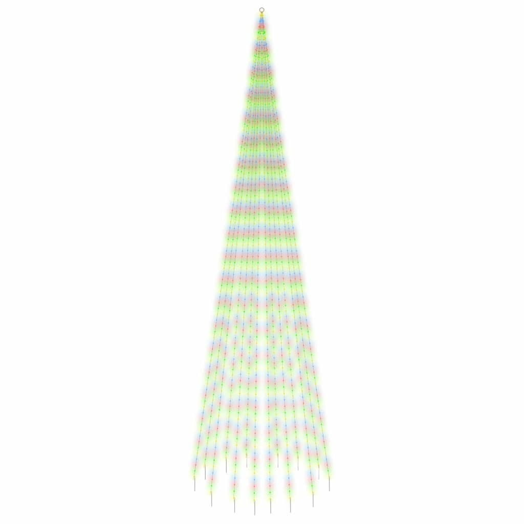 VidaXL Vlaggenmast Kerstboom 800cm 1134 LED's Meerkleurig - 59% Korting!