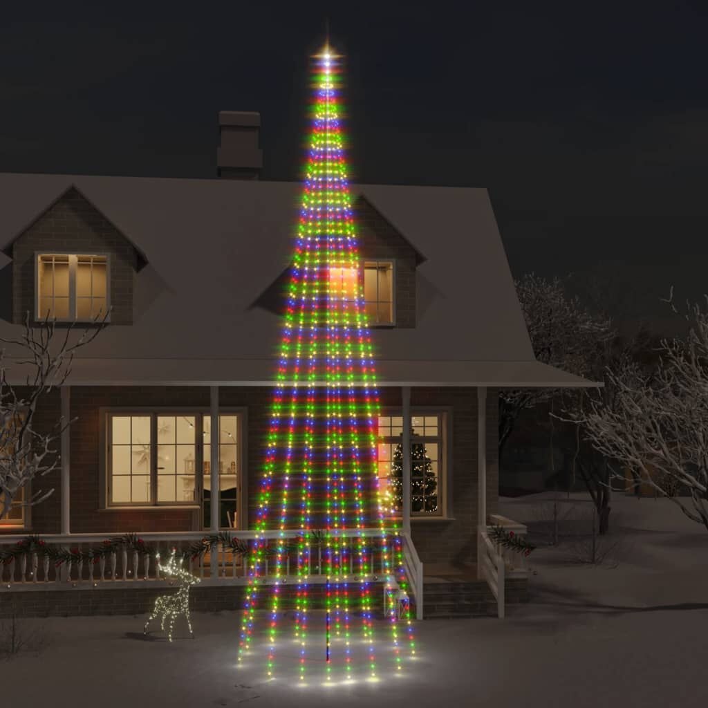 VidaXL Vlaggenmast Kerstboom 800cm 1134 LED's Meerkleurig - 59% Korting!