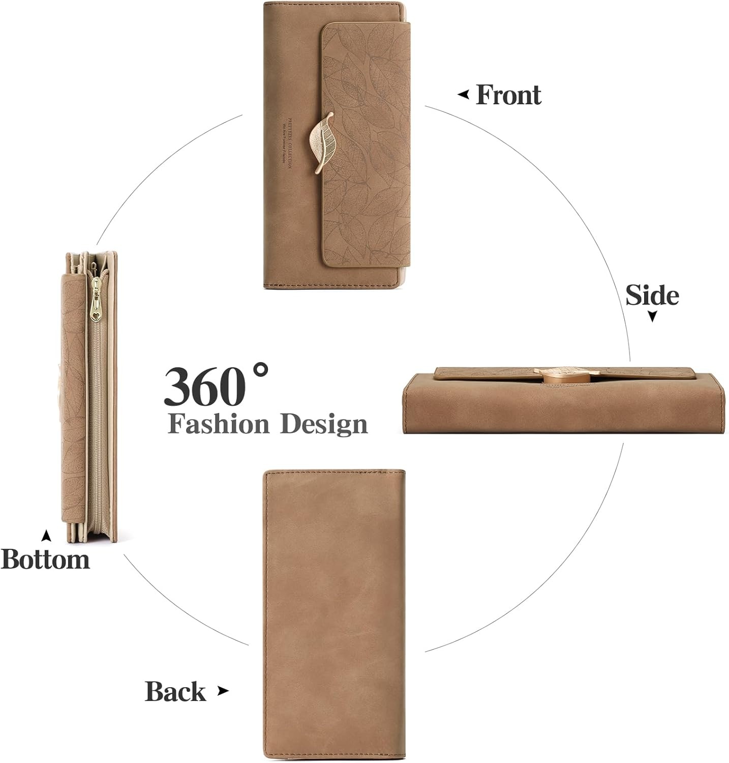 Dames Portemonnee Leer met Bladmotief - 33% Korting!