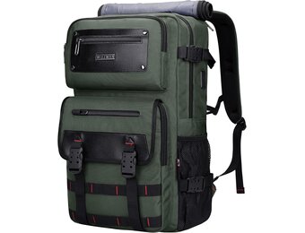 Reisrugzak voor mannen, handbagage goedgekeurd, geschikt voor 17 inch laptop, multifunctionele duffel tas van nylon en leer