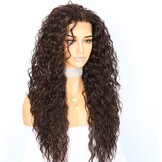 Pruik krullend synthetisch lace front bruin 66 cm - Hittebestendig, 150% dichtheid