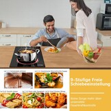 Keramische inbouw kookplaat 2 pitten 3000W met aanraakbediening, pauzefunctie, 9 vermogensstanden en timer