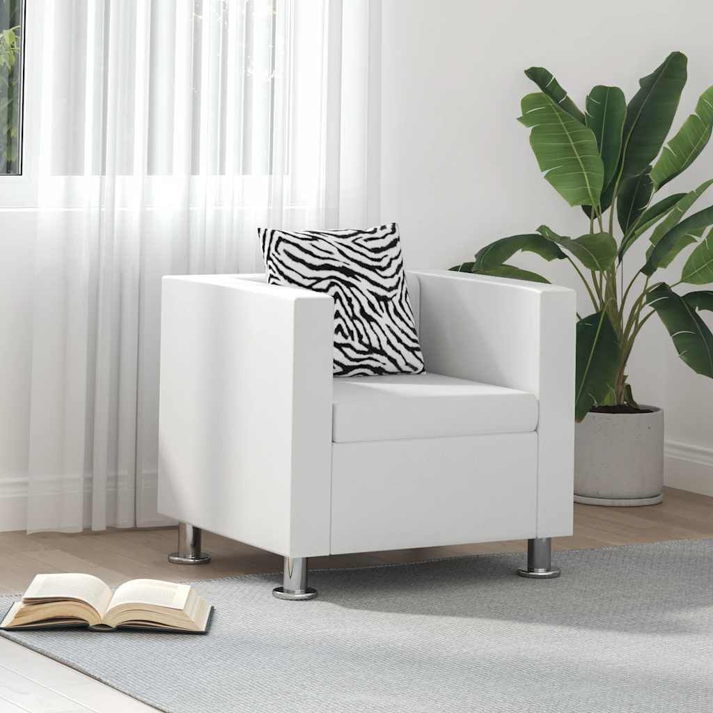 VidaXL Fauteuil Kunstleer Wit - 59% Korting