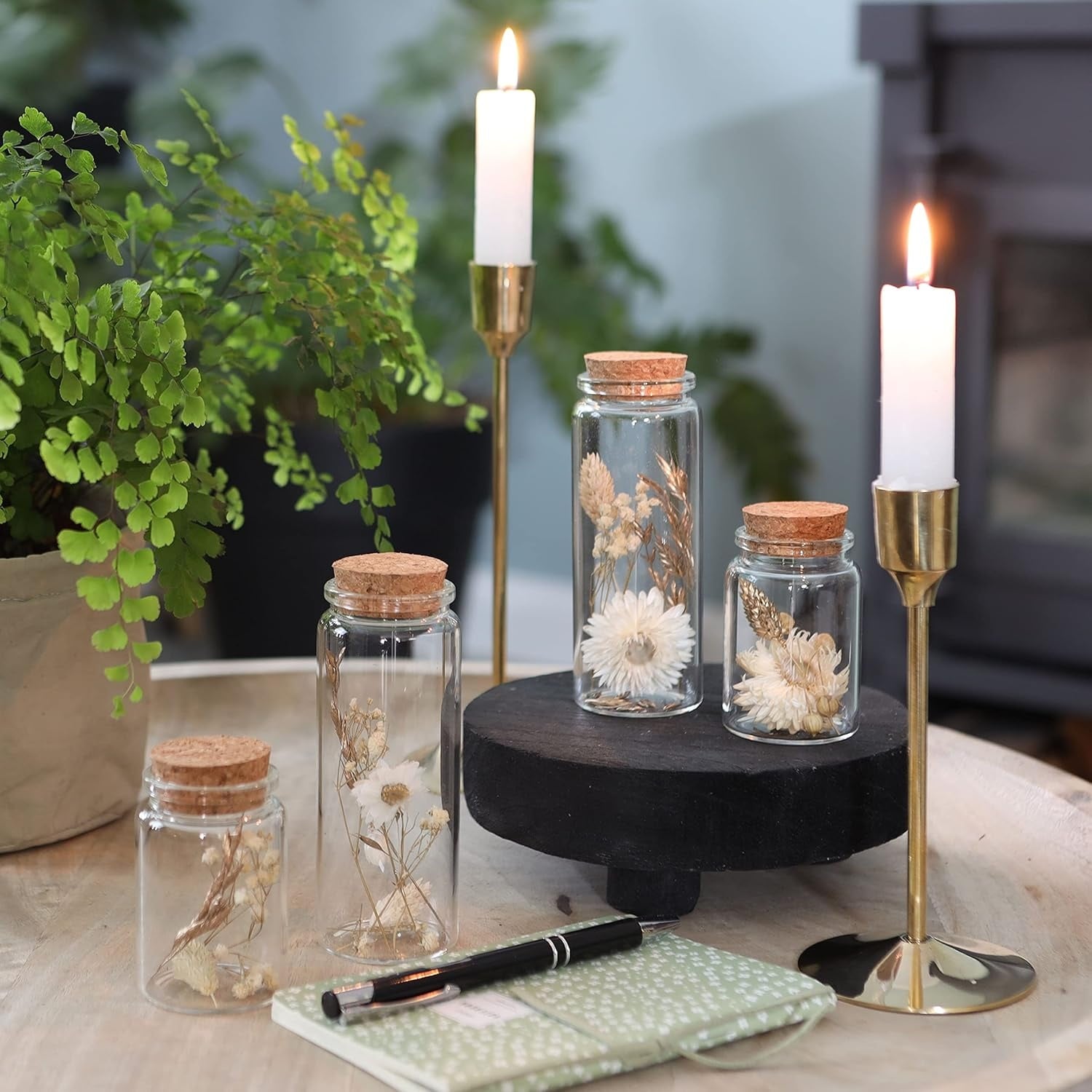 Droogbloemen in Glas (4 Stuks) - Natuurlijke Decoratie met 59% Korting