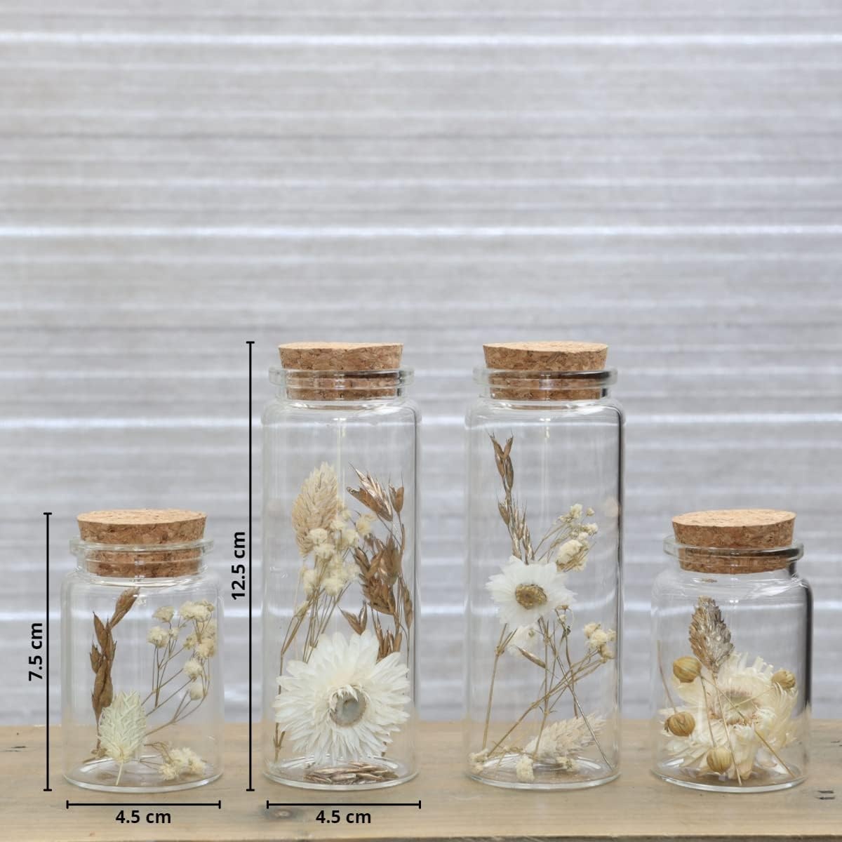 Droogbloemen in Glas (4 Stuks) - Natuurlijke Decoratie met 59% Korting