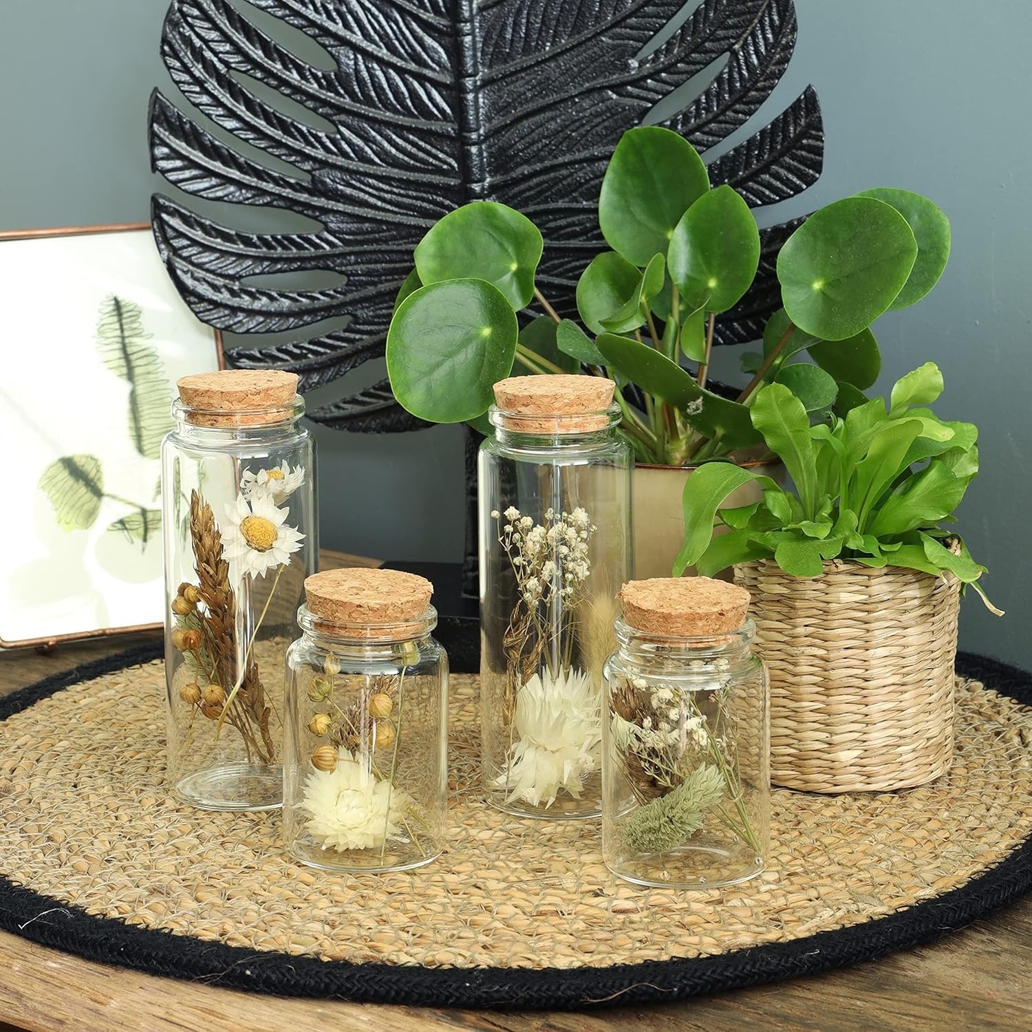 Droogbloemen set 4 stuks in vaasjes - 35% korting