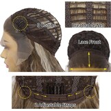 Synthetische lace front pruik krullend ombre grijs voor vrouwen, hittebestendig, 66,1 cm, 13x3 cm kant