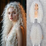 Synthetische lace front pruik krullend ombre grijs voor vrouwen, hittebestendig, 66,1 cm, 13x3 cm kant