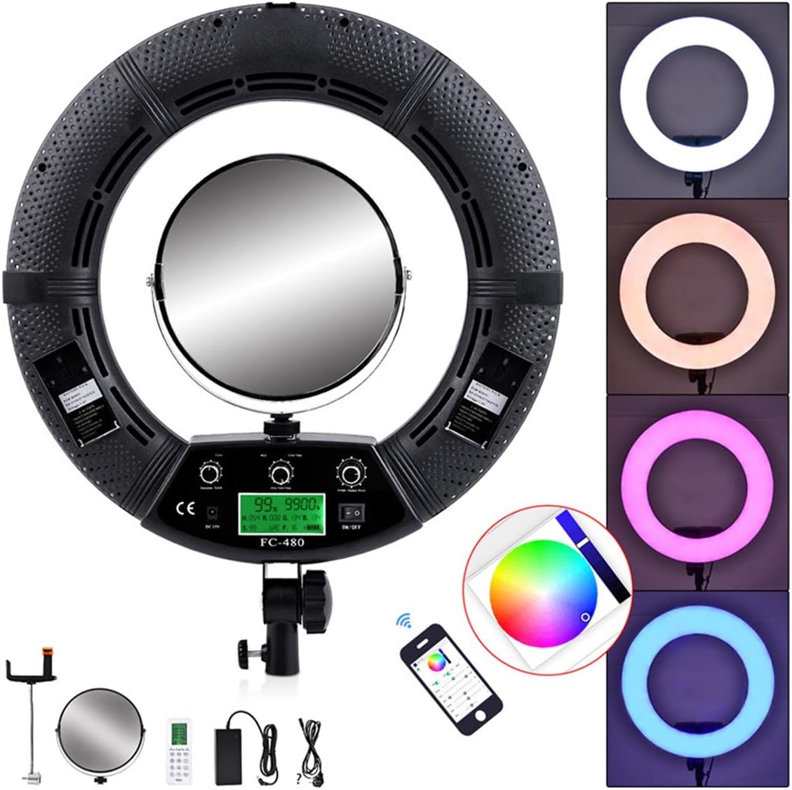 18" LED Ringlicht Kit: RGB+W, App-Bediening - 37% Korting!
