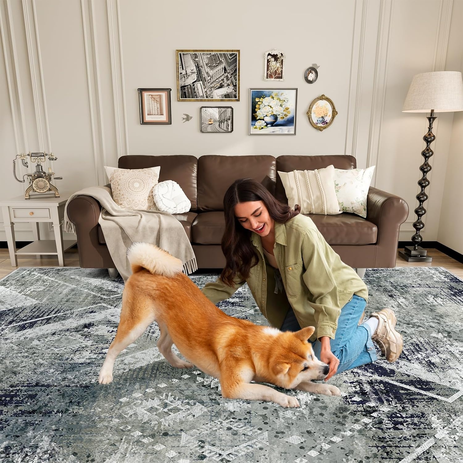 Abstract Vloerkleed Blauwgroen 200x300 cm - 37% Korting