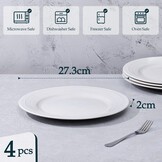 Dinerborden Keramiek Wit 27,3 cm (4 stuks) - 44% Korting