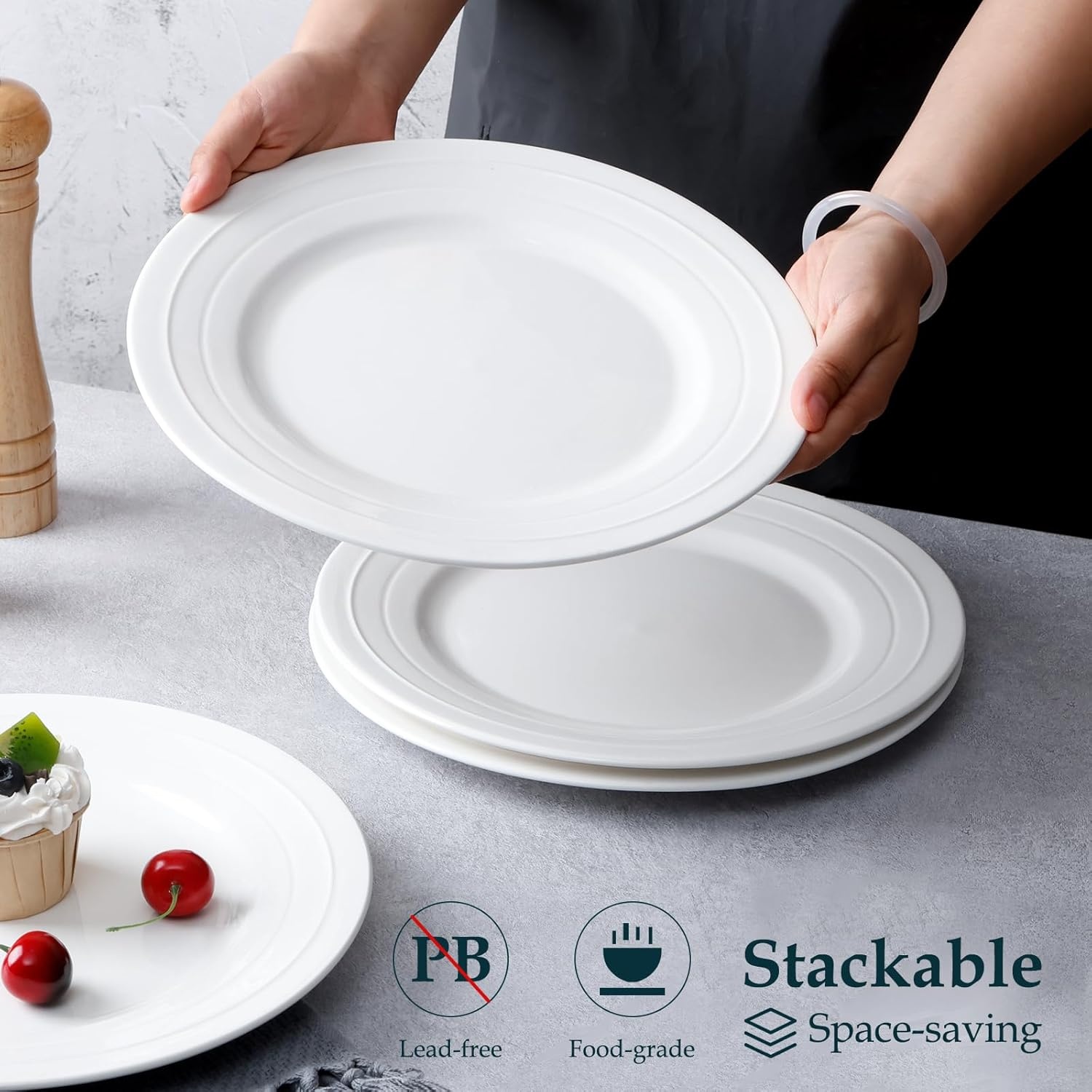Dinerborden Keramiek Wit 27,3 cm (4 stuks) - 44% Korting