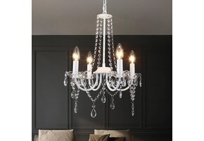 Kroonluchter Plafondlamp Wit 4 Lampen Kristal (36% Korting!)
