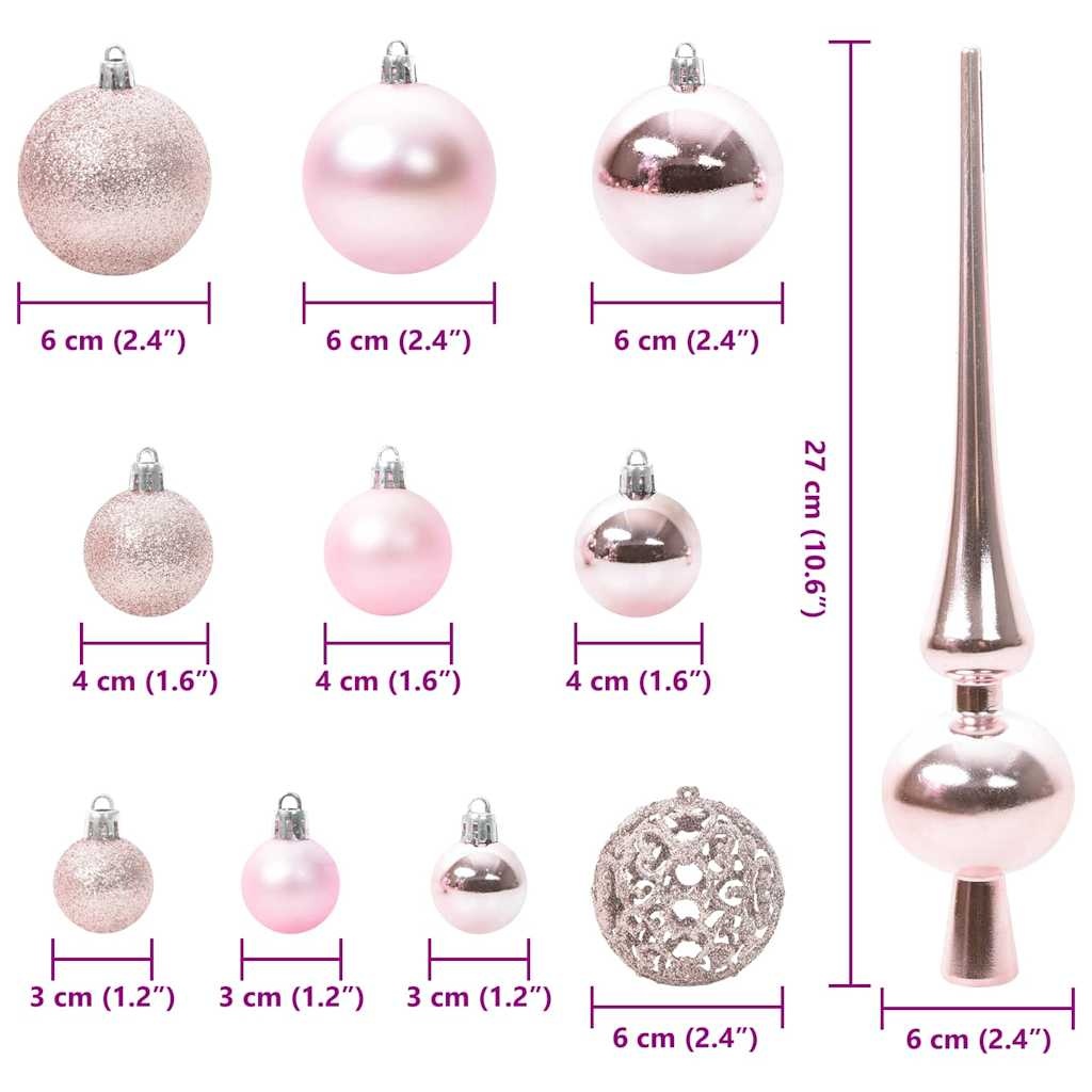 Roze Kunststof Kerstbal Set met 300 Warmwitte LED's - 56% Korting