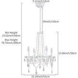 Kroonluchter Plafondlamp Wit 4 Lampen Kristal Modern Metaal E14 Woonkamer Slaapkamer Eetkamer