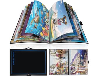 Puzzel Opbergmap voor 20 puzzels met HD-folievakken, ruimtebesparend, stofdicht, van Polypropyleen (PP) met handgreep