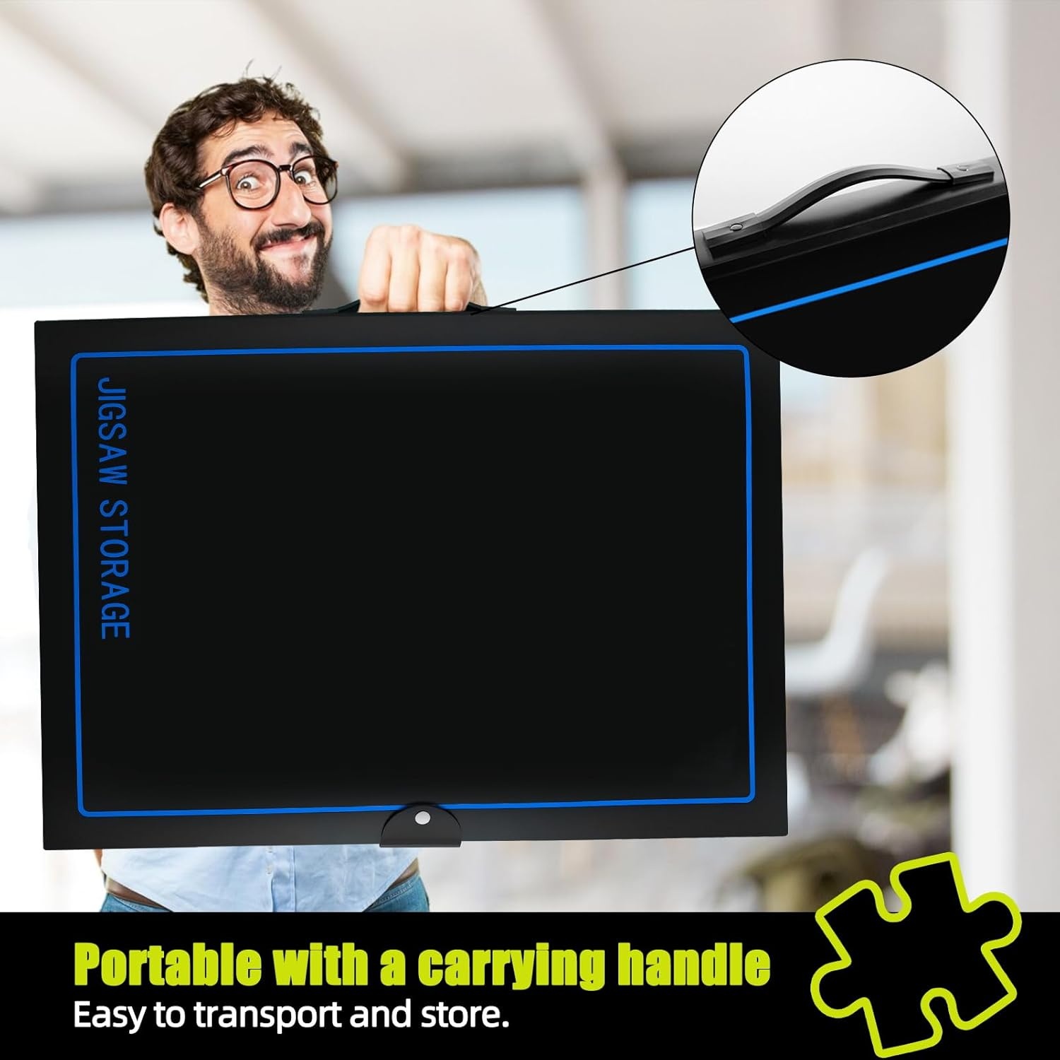 Puzzel Opbergmap voor 20 puzzels met HD-folievakken, ruimtebesparend, stofdicht, van Polypropyleen (PP) met handgreep