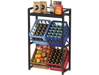 Drankenkast Zwart Metaal 32x70x117.5 cm - Stevig, Ruimtebesparend met Hellende Niveaus