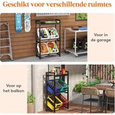 Drankenkast Zwart Metaal 32x70x117.5 cm - Stevig, Ruimtebesparend met Hellende Niveaus