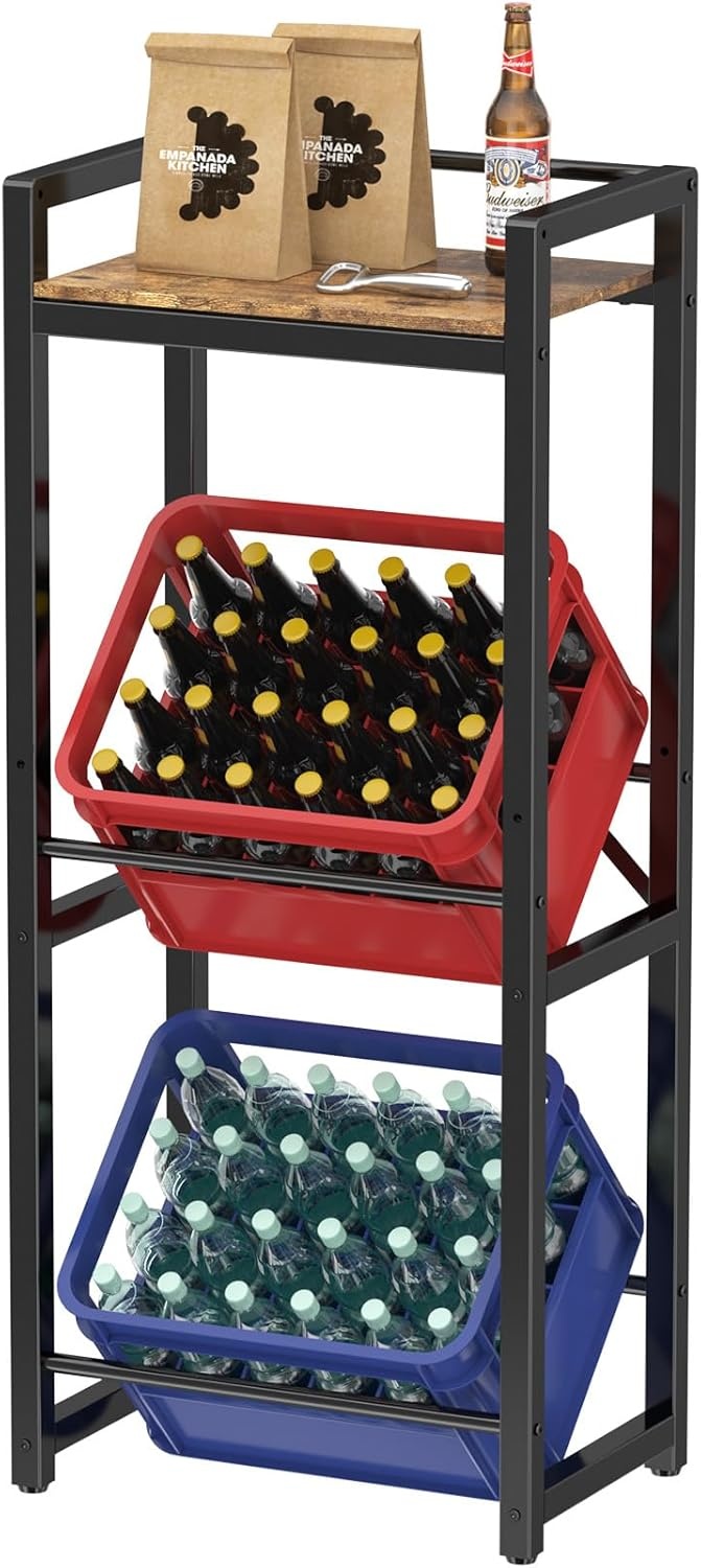 Drankenkast Zwart Metaal 32x70x117.5 cm - Stevig, Ruimtebesparend met Hellende Niveaus