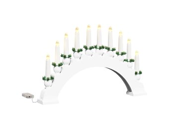 Kerst Kaarsenboog met 10 LED Kaarsen, Grenenhout, Wit - 61% Korting